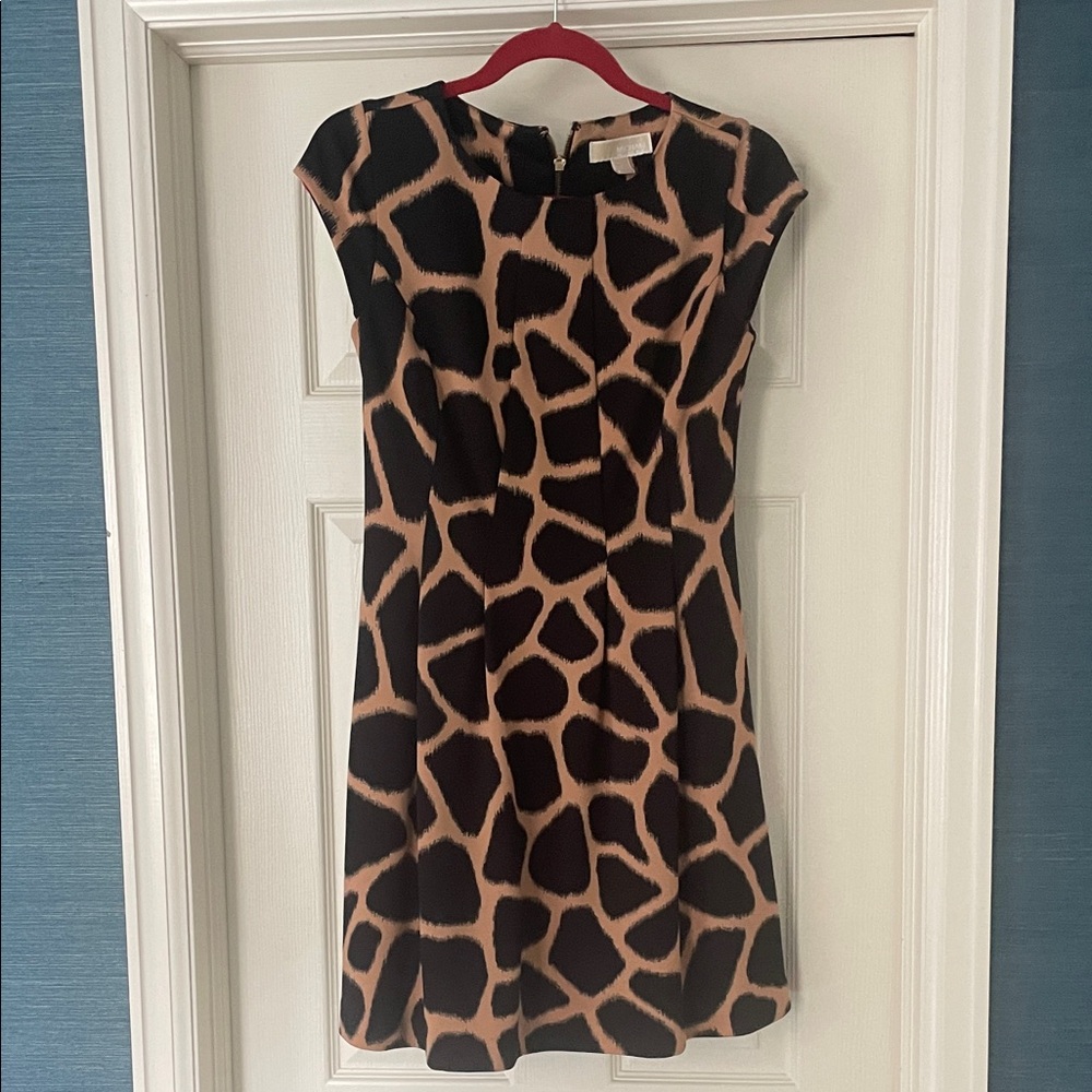 Michael Kors Tan and Black Animal Print Dress